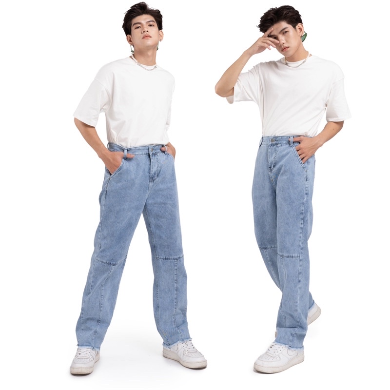 KIẾM LÀ MỐT ALITA - quần jeans nam dài ống rộng màu xanh ráp thân