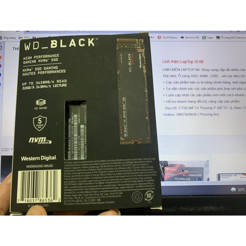 Ổ cứng SSD SN750 250GB / 500GB / 1TB  WD Black M.2 PCIe NVMe 2280 Gen3 x4 - bảo hành 5 năm | BigBuy360 - bigbuy360.vn