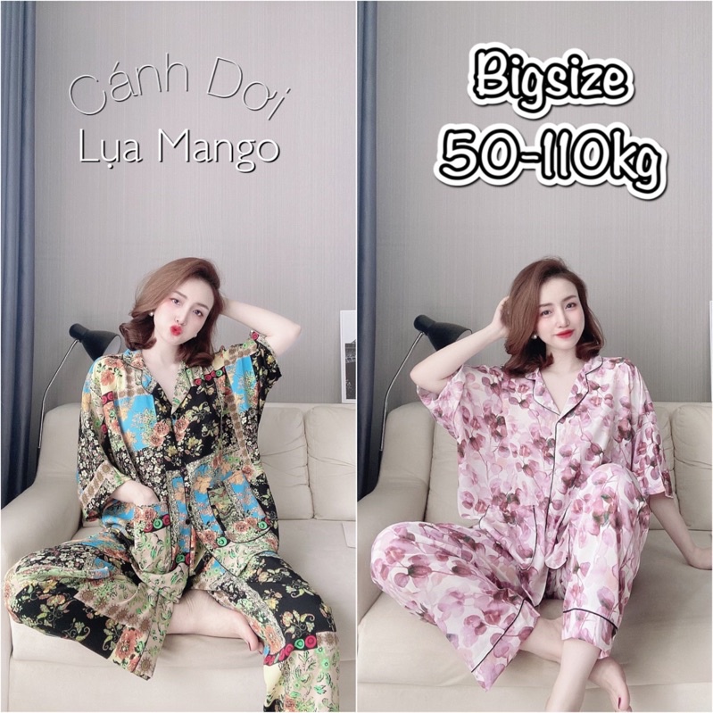 (Siêu phẩm) Đồ bộ Bigsize Lụa Mango cao cấp - hàng thiết kế, chuẩn size