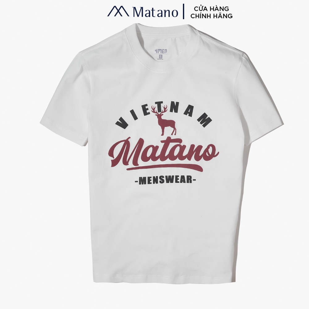 Áo thun nam cổ tròn MATANO AT076 form suông ngắn tay in họa tiết graphic tinh tế, vải cotton 4 chiều, thoáng mát