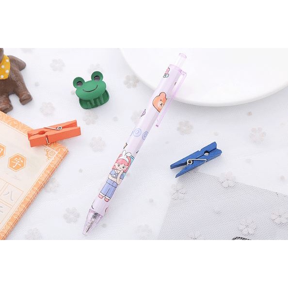 Bút Gel Bấm Bé Gái Mực Đen 0,5mm Dễ Thương H198