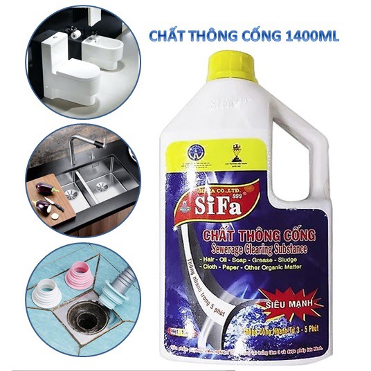 Chai Thông Bồn Cầu Cống Cực Mạnh 1400ml – chất chống tắc nghẽn cấp tốc