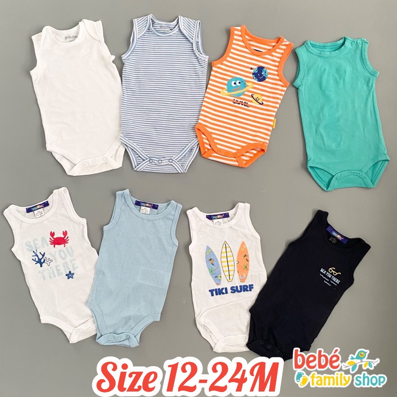 Body chip ba lỗ 18M-24M/ bodysuit sát nách cho bé trai hàng xuất dư nhiều hãng