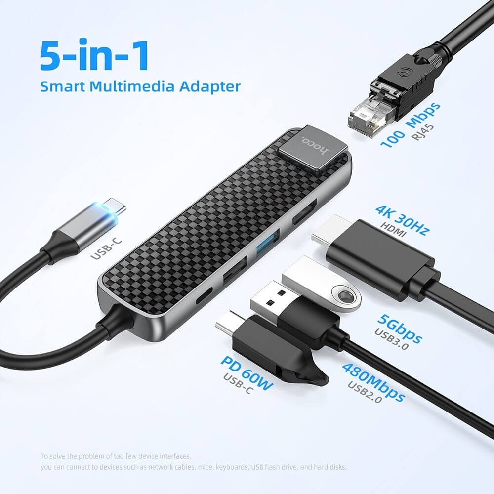 HUB USB-C RA HDMI – LAN – USB 3.0 HOCO HB23