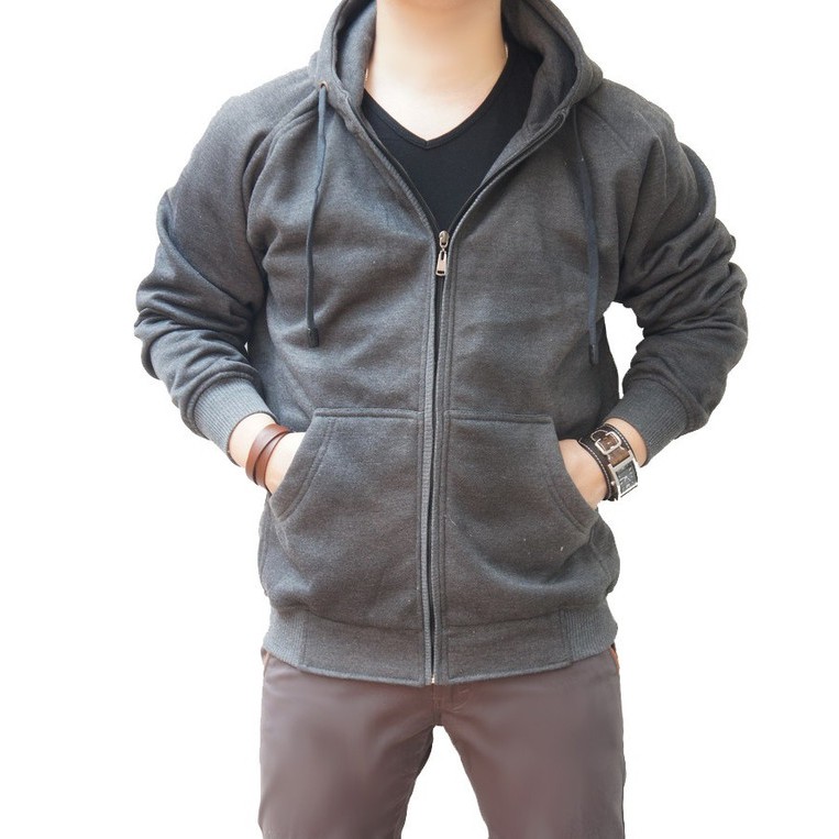 Áo Khoác HOODIE Màu Trơn Cổ Điển Mùa Xuân parka-JACKET-Men Nhập Khẩu S 9LUE