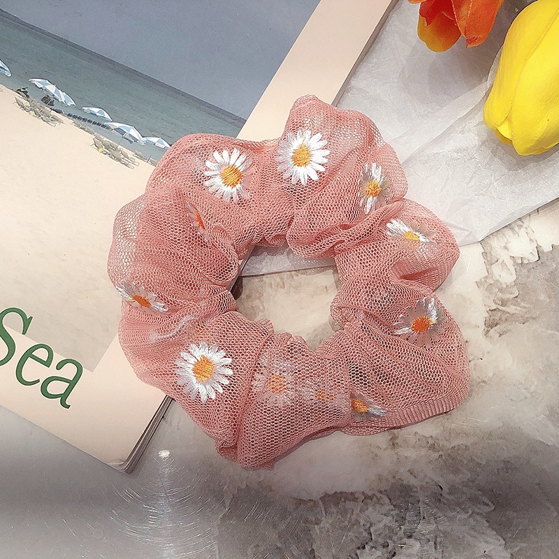 Dây buộc tóc thêu họa tiết hoa cúc đáng yêu | BigBuy360 - bigbuy360.vn