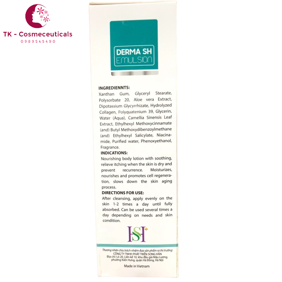 Kem Dưỡng Ẩm Derma SH Emulsion Giúp Làm Mềm Da, Dưỡng Ẩm, Giảm Ngứa Chống Lão Hóa - 300ml