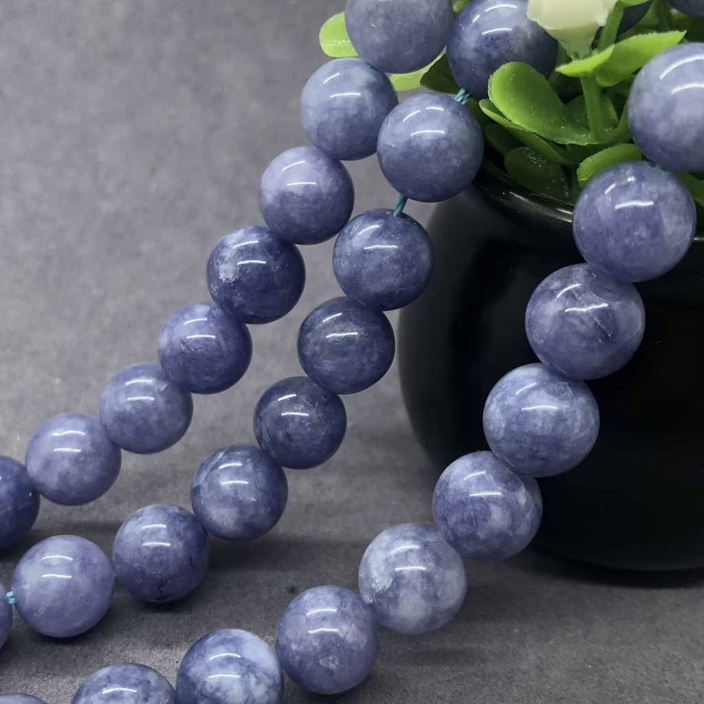 Chuỗi Hạt Đá Chalcedony Tím Tự Nhiên 4-14mm Dùng Làm Đồ Trang Sức Thủ Công