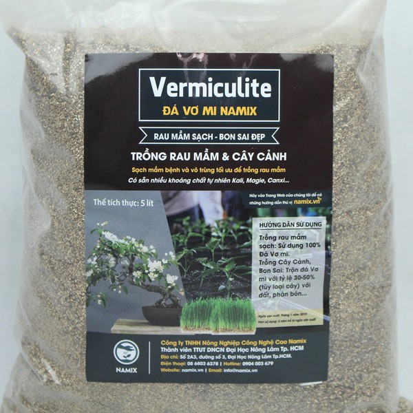 Đá Vơ mi Vermiculite bao 100 dm3 (khoảng 14,5 kg) - Giá thể trồng cây, trồng rau, siêu nhẹ và giàu dinh dưỡng