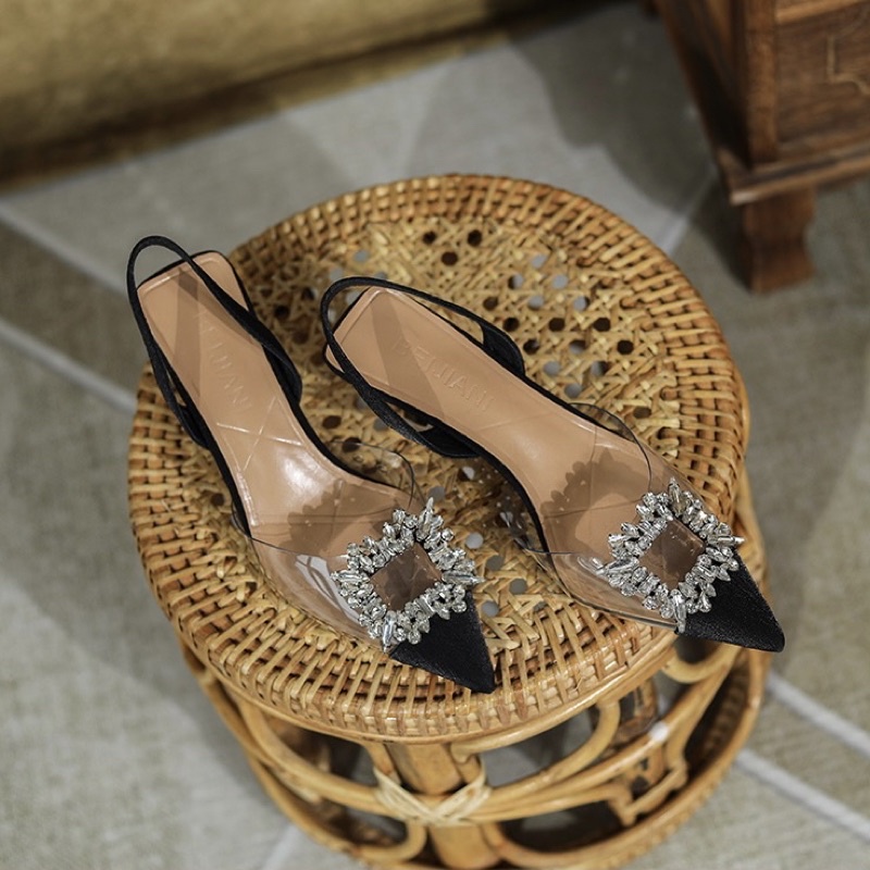 Giày hở quai hậu gót tag đá vuông cao cấp