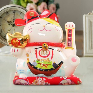 Mèo Thần Tài Sứ , Mèo May Mắn Maneki Neko 30cm . Vẩy Tay Gọi Khách Tấn Tài Tấn Lộc.