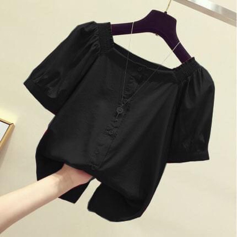 Áo sơmi cổ vuông xinh xắn