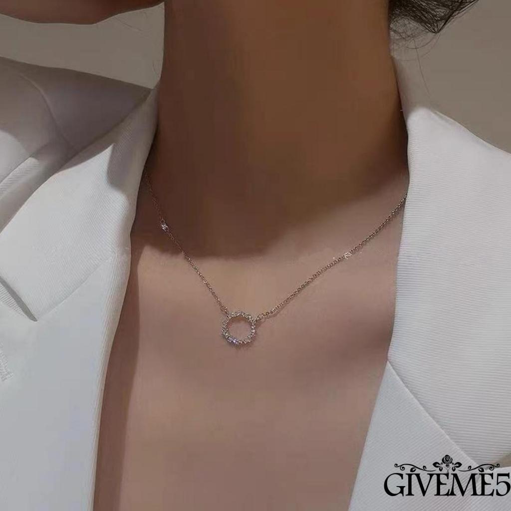 Vòng cổ mặt hình tròn đính đá thời trang nữ