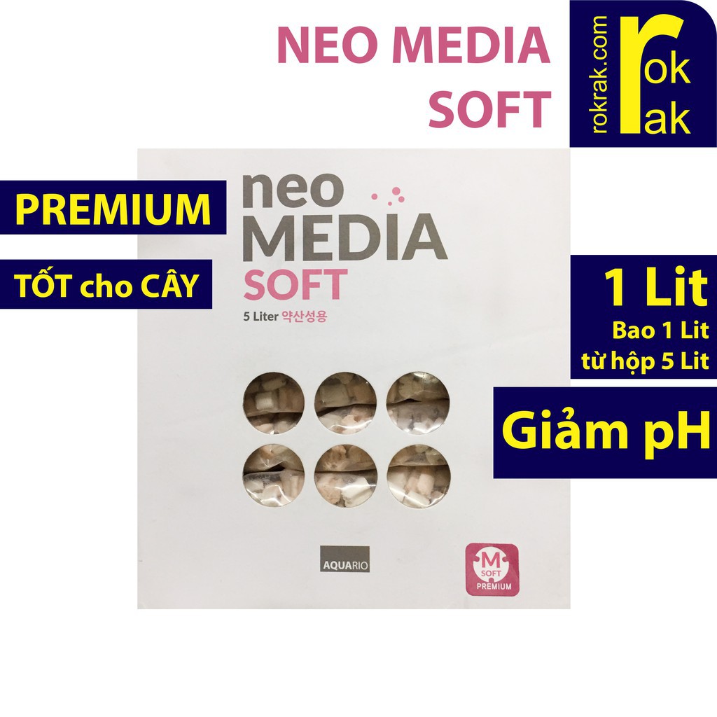 [Mã ROKRNEO20 giảm 20k] NEO MEDIA SOFT PREMIUM 1Lit (giảm pH) vật liệu lọc cao cấp bể thủy sinh