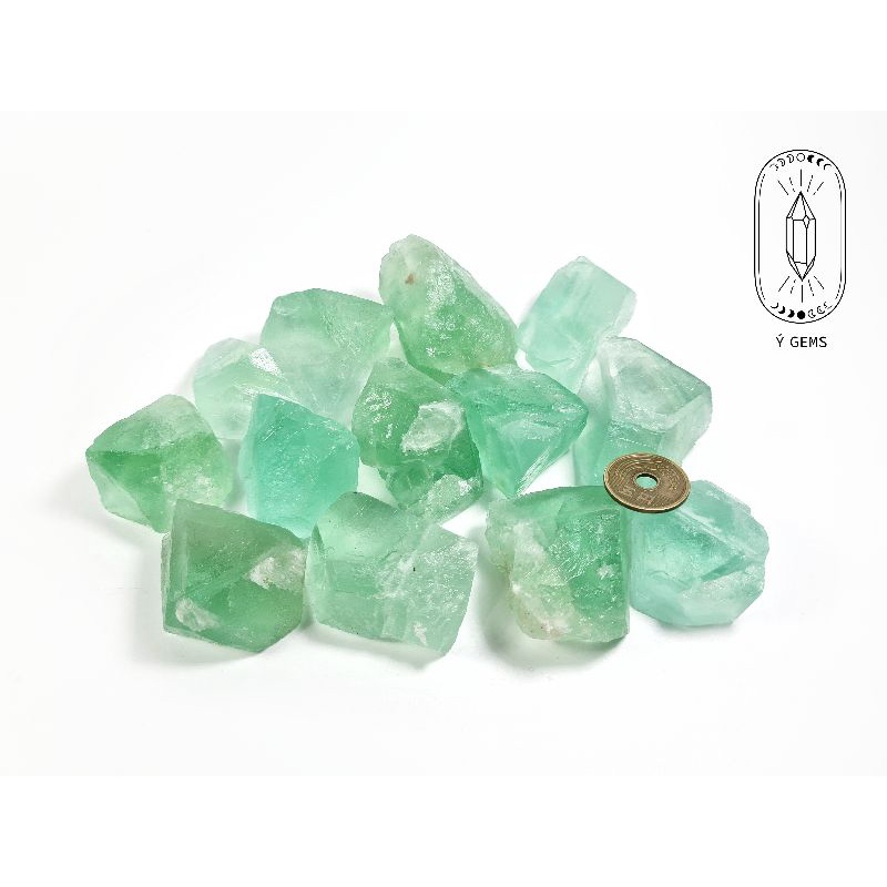 Đá thô tự nhiên Fluorite xanh bạc hà có 2 kích cỡ lựa chọn dùng thanh tẩy bài, làm handmade..