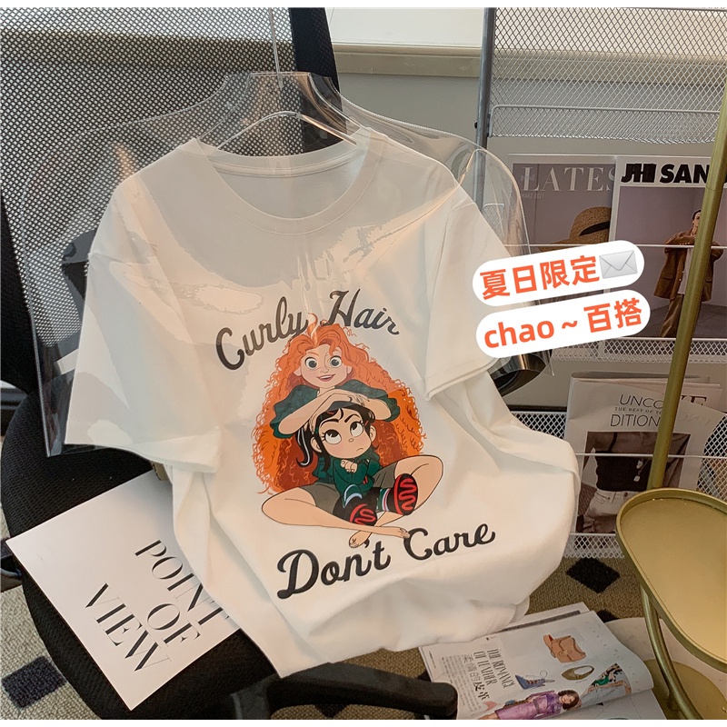NRVP Áo thun tay ngắn cổ tròn 100% cotton thời trang phong cách Hàn Quốc cho nữ
