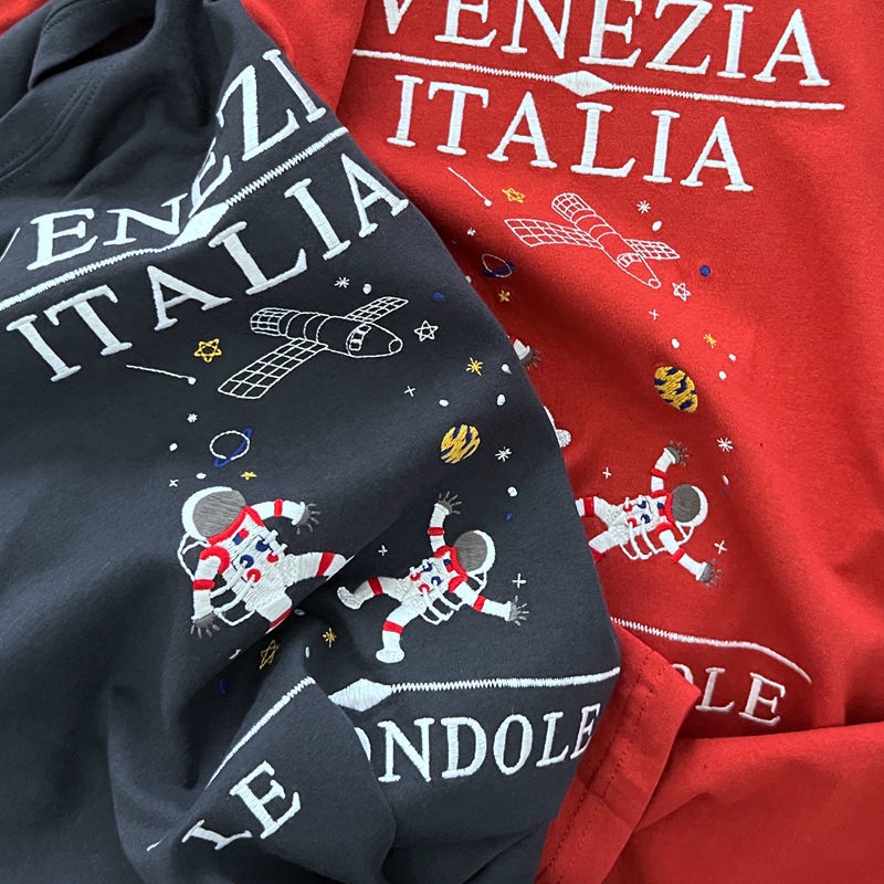 Áo Thun Ngắn Tay Dáng Rộng In Hình Phi Hành Gia Kiểu Hàn Quốc Mới