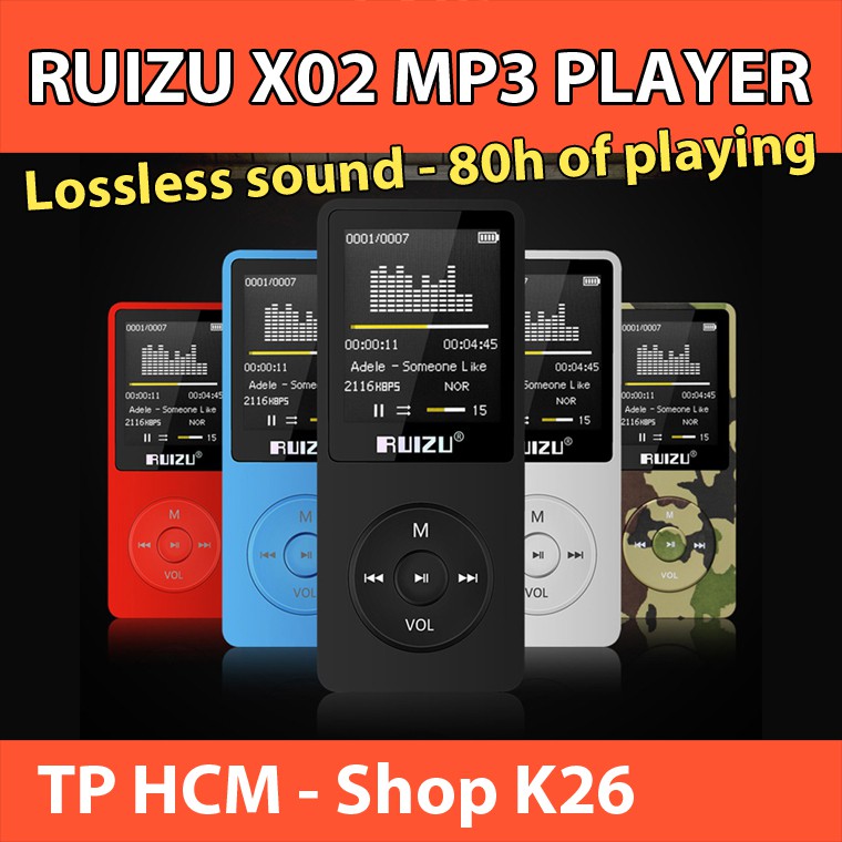 Máy Nghe Nhạc Lossless RUIZU X02 Kèm Tai Nghe HiFi