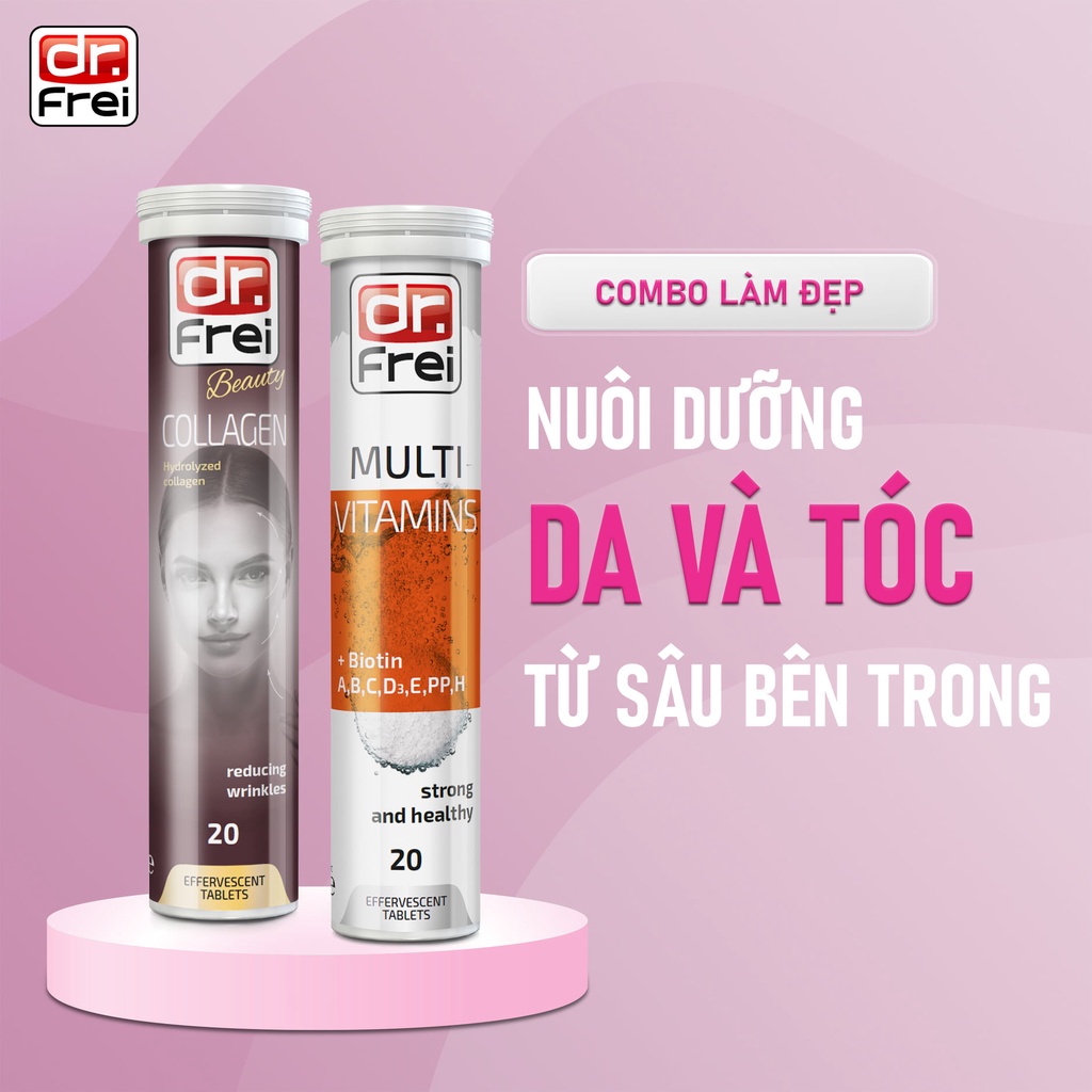 Collagen cá biển sâu tự nhiên - Viên Sủi SWISS DR.FREI làm đẹp da, da săn chắc, căng bóng ngậm