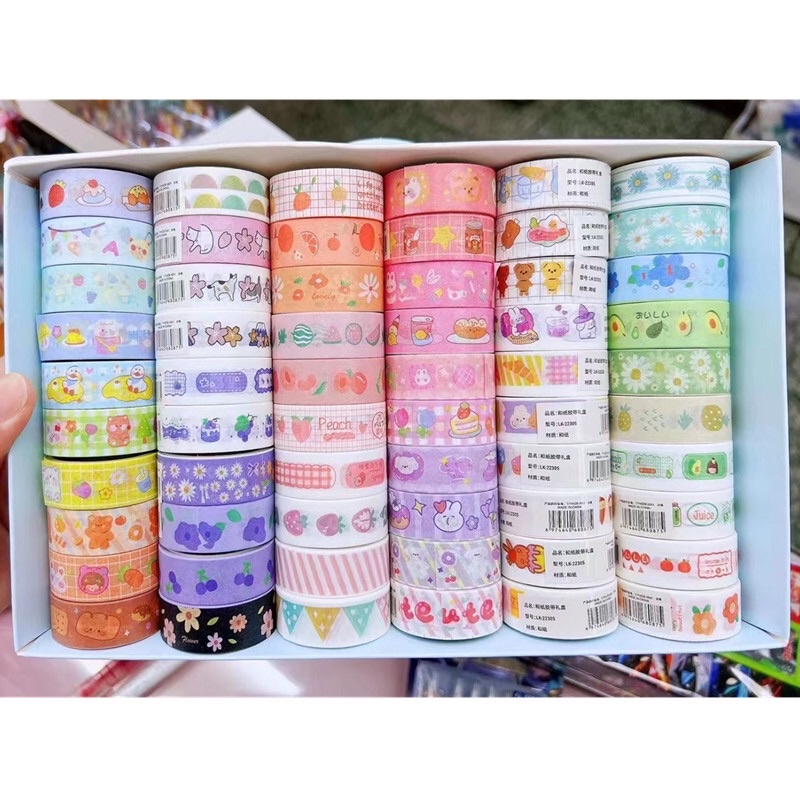 Băng keo washi nhiều màu, hoạ tiết trang trí