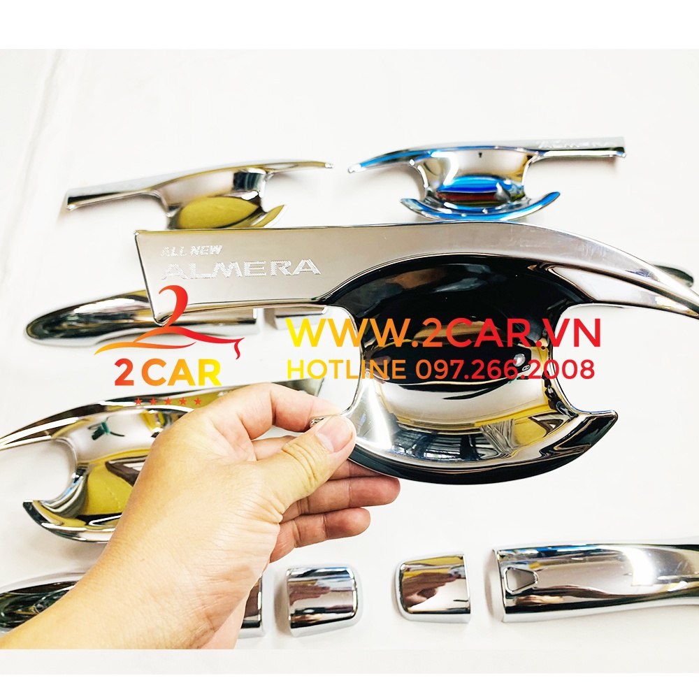 Ốp tay nắm, hõm cửa xe Nissan Almera 2021 2022 chất liệu crom cao cấp
