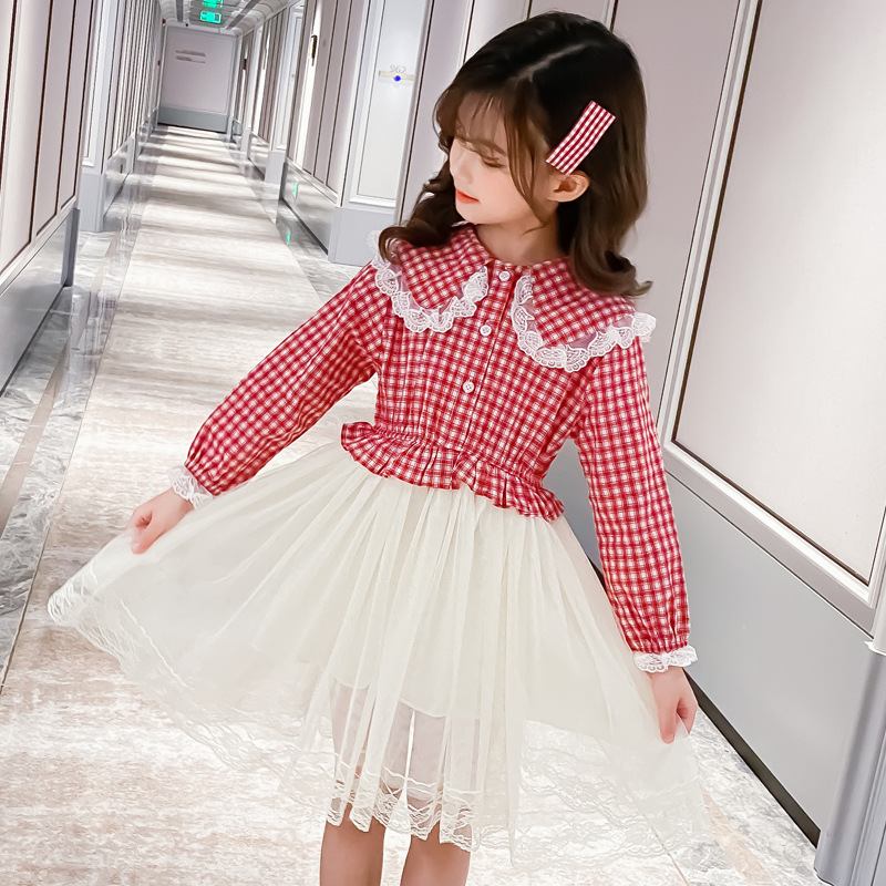 New girls' spring and autumn dresses, little girls' dresses, fashionable baby princess dresses.