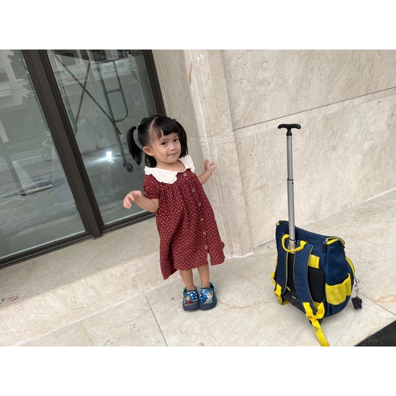 Đầm hoa đỏ chất liệu xô musilin cho bé gái 8-24kg