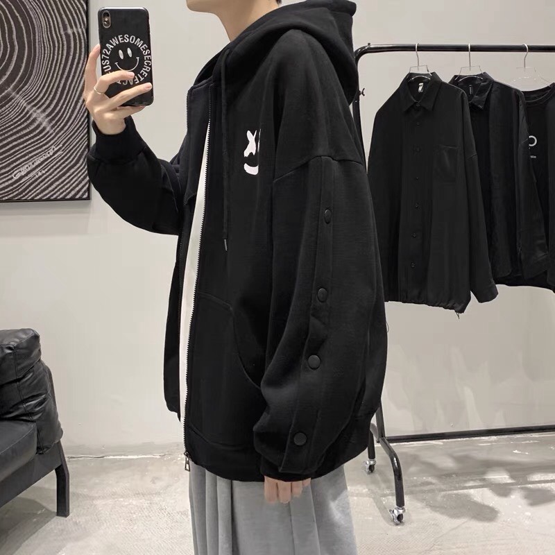 Áo hoodie nam form rộng tay phối cúc kiểu dáng thể thao siêu phẩm SUPER FASHION