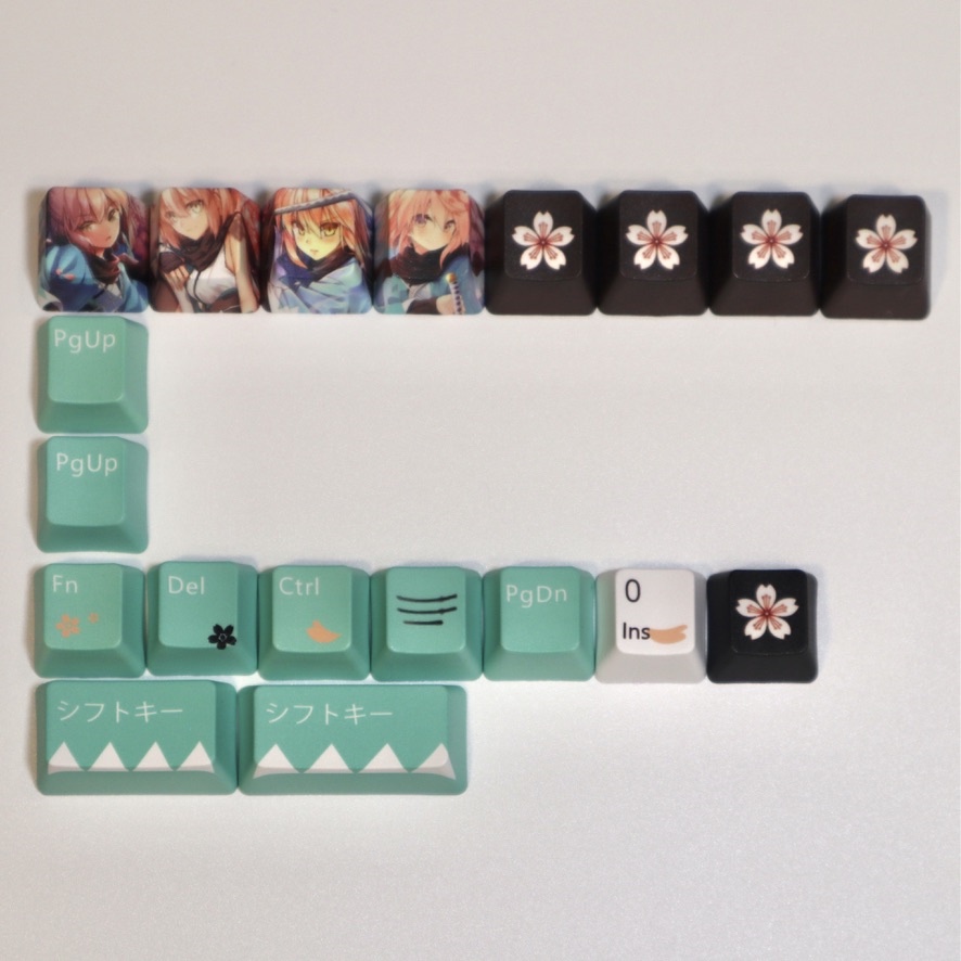 Bàn phím Okita Souji, 123 keycaps PBT keycaps OEM Cấu hình OEM Nhấp đúp vào Okita Souji keycap tiếng Nhật cho bàn phím cơ chơi game, bàn phím cơ
