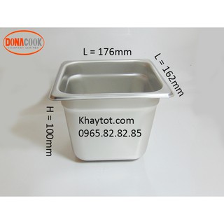 KHAY INOX ĐỰNG THACH TRA SỮA TRÂN CHÂU 1/6-100MM( KHÔNG NẮP)