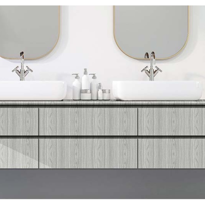 Decal giấy dán tường VÁN MỎNG XÁM TRƠN khổ 60cm keo sẵn