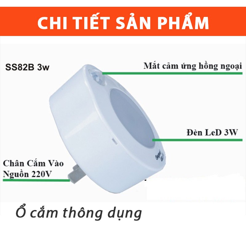 Đèn Cảm Ứng Dạng Phích Cắm - Cảm Biến Ánh Sáng Tự Động Bật Đèn Kawasan SS82B