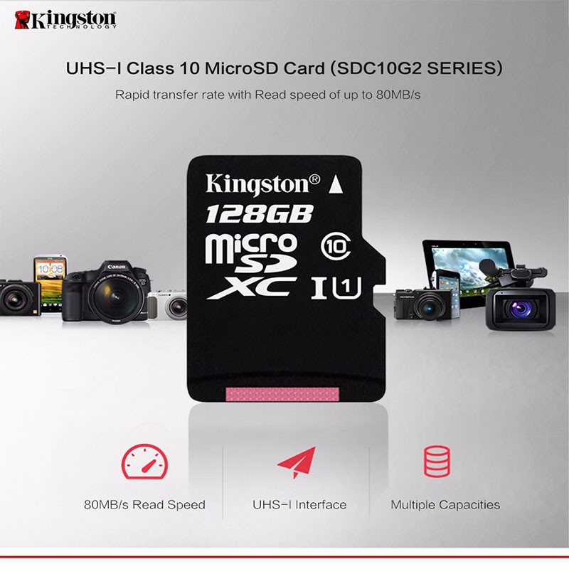 Thẻ nhớ Micro SDHC Kingston loại 10 100MB/giây tốc độ cao tiện lợi