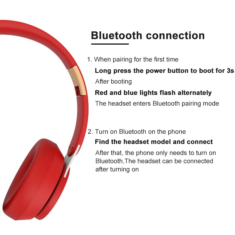 Tai Nghe Chụp Tai Bluetooth V5.0 Có Mic Cho Iphone / Android / Tv (Đen)