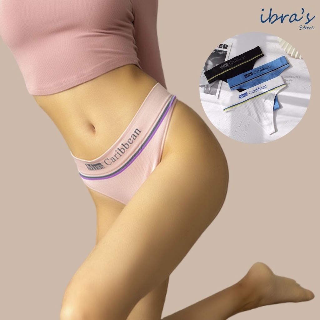 iBra's Store Quần lọt khe sexy nữ, Quần lót cotton thoáng khí cạp cao gợi cảm i89
