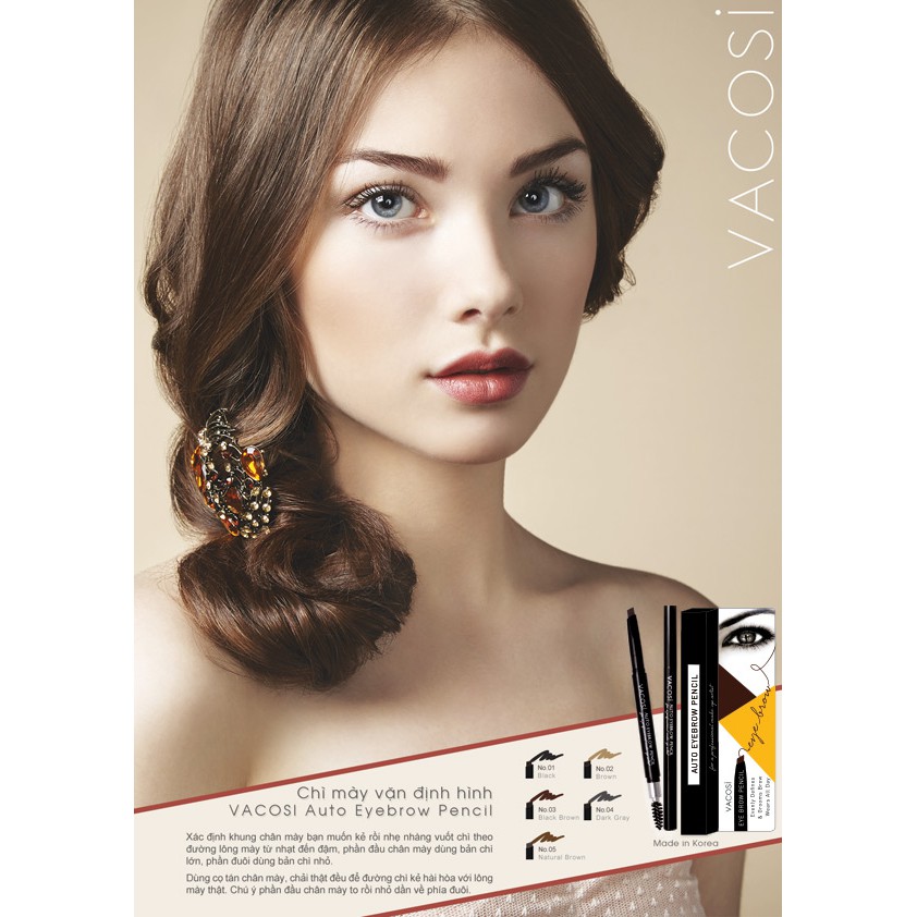 Chì kẻ Mày định hình Hai Đầu VACOSI Auto Eyebrow Pencil 5ml | BigBuy360 - bigbuy360.vn