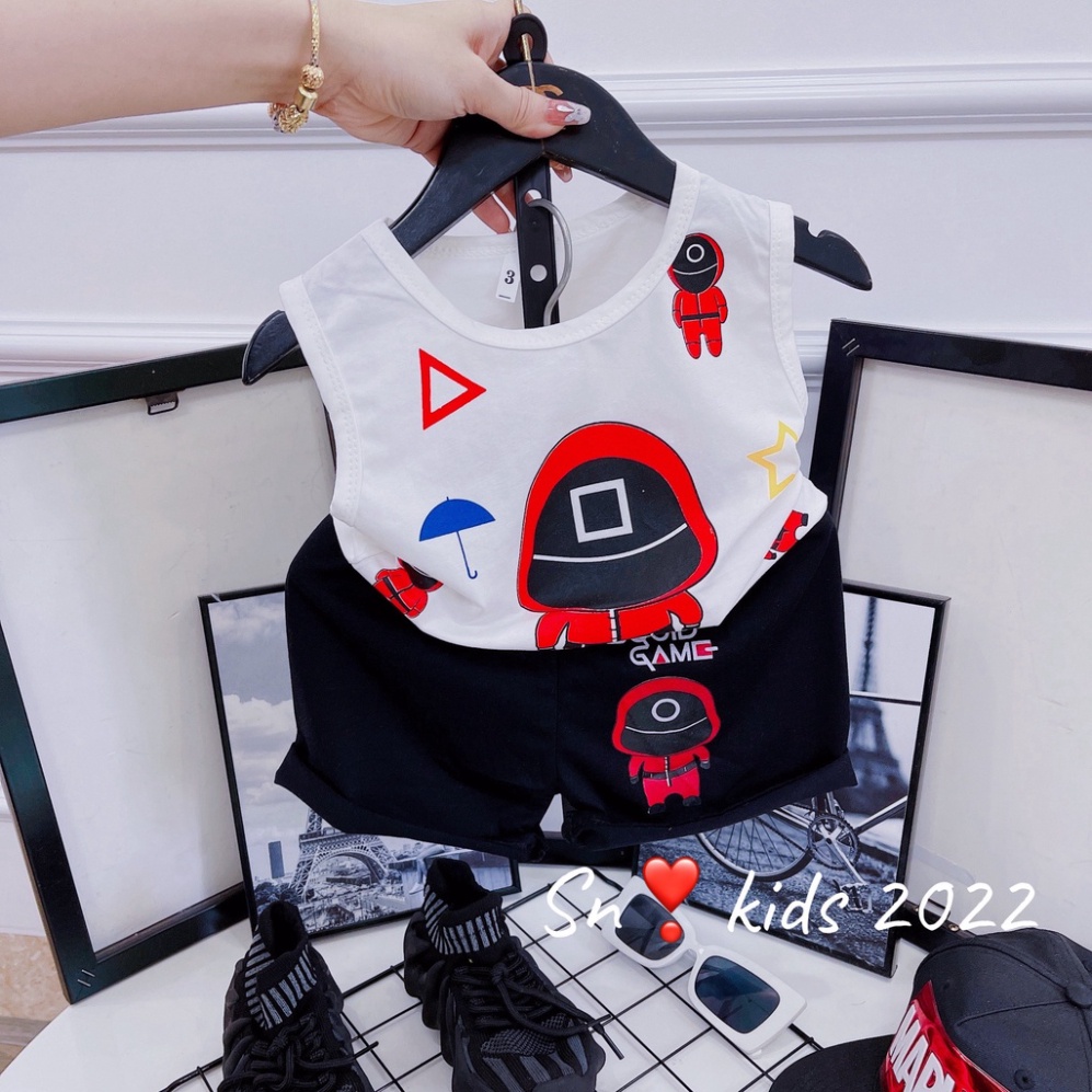 Bộ ba lỗ bé trai, Bộ đồ trò chơi con mực bé trai (10-30kg)