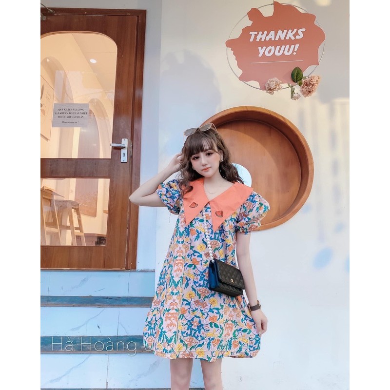 [Siêu Hot] Váy Hoa Phối Cổ Dáng Suông Tay Phồng, Đầm Hoa Nhí Tay Phồng Siêu Xinh (Có Ảnh Thật Kèm Video) | BigBuy360 - bigbuy360.vn