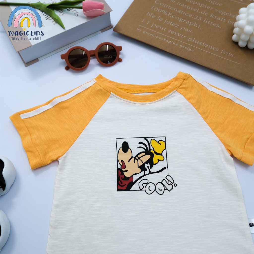 Đồ bộ bé trai Magickids áo thun cộc tay quần đùi cotton in hình chú chó pluto Quần áo trẻ em 1 2 3 4 5 6 7 tuổi BR22027