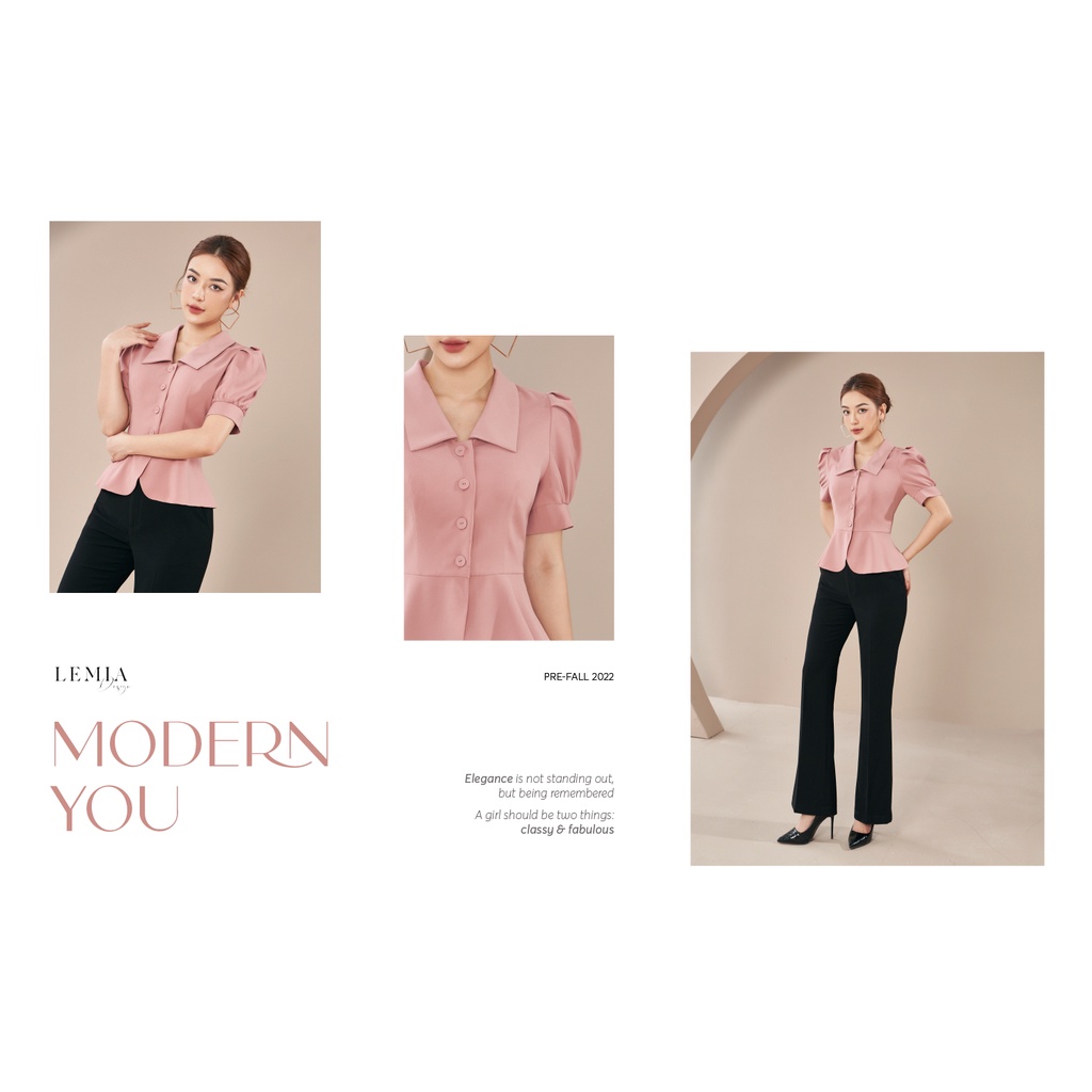 Áo Peplum Cổ Thang Thời Trang Phong Cách Công Sở By LEMIA Design - 22A161