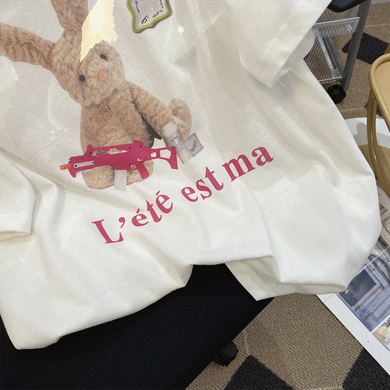 NRVP Áo Thun Nữ Ngắn Tay Dáng Rộng In Họa Tiết Phong Cách Hàn Quốc Mới