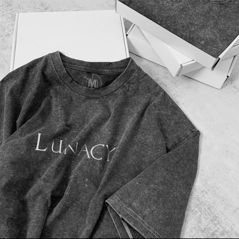 Áo thun tay lỡ 6 màu in LUNACY phản quang phông Unisex nam nữ Cotton oversize form rộng LUNACY