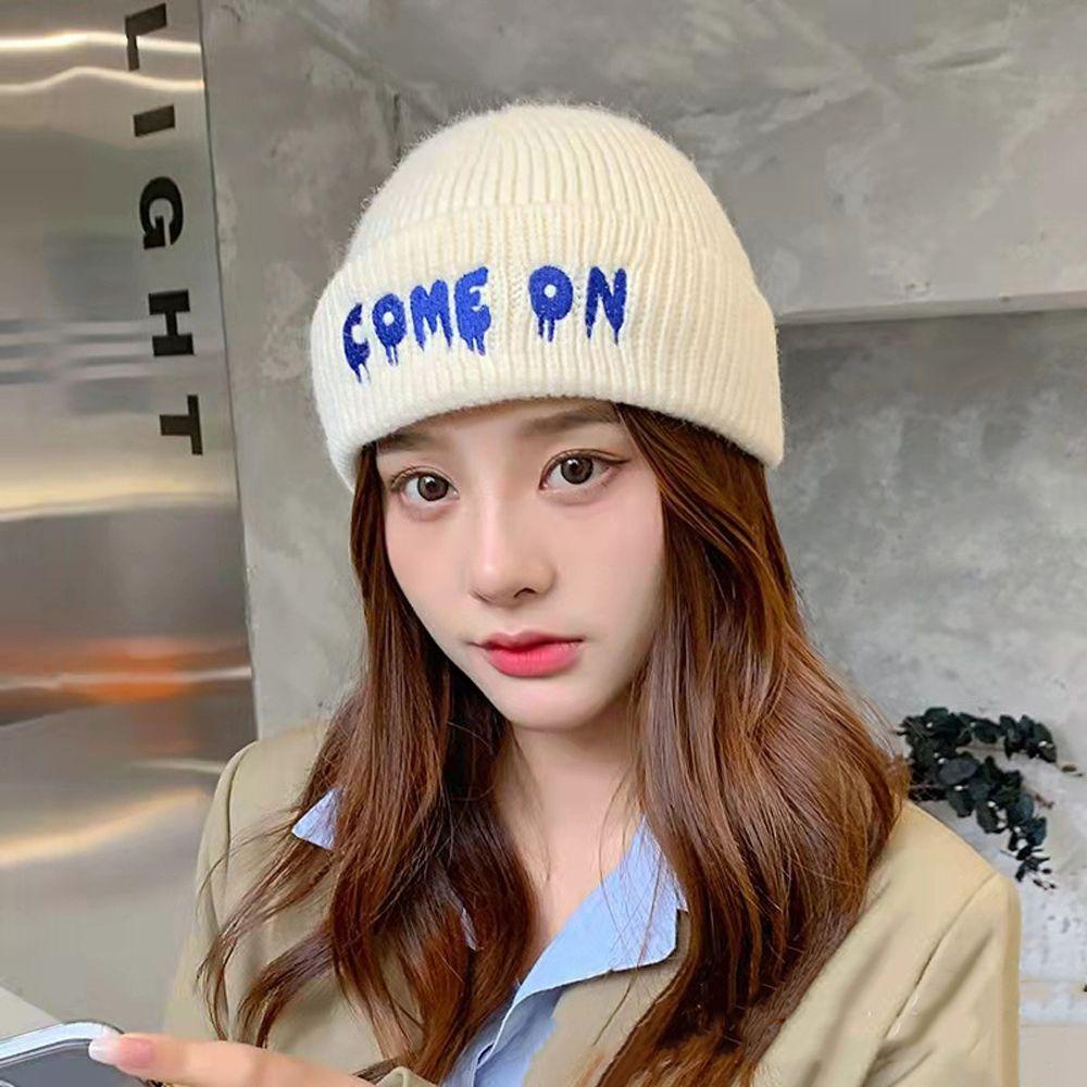 Mũ Len Beanie In Chữ Phong Cách Đường Phố Cá Tính Cho Nữ