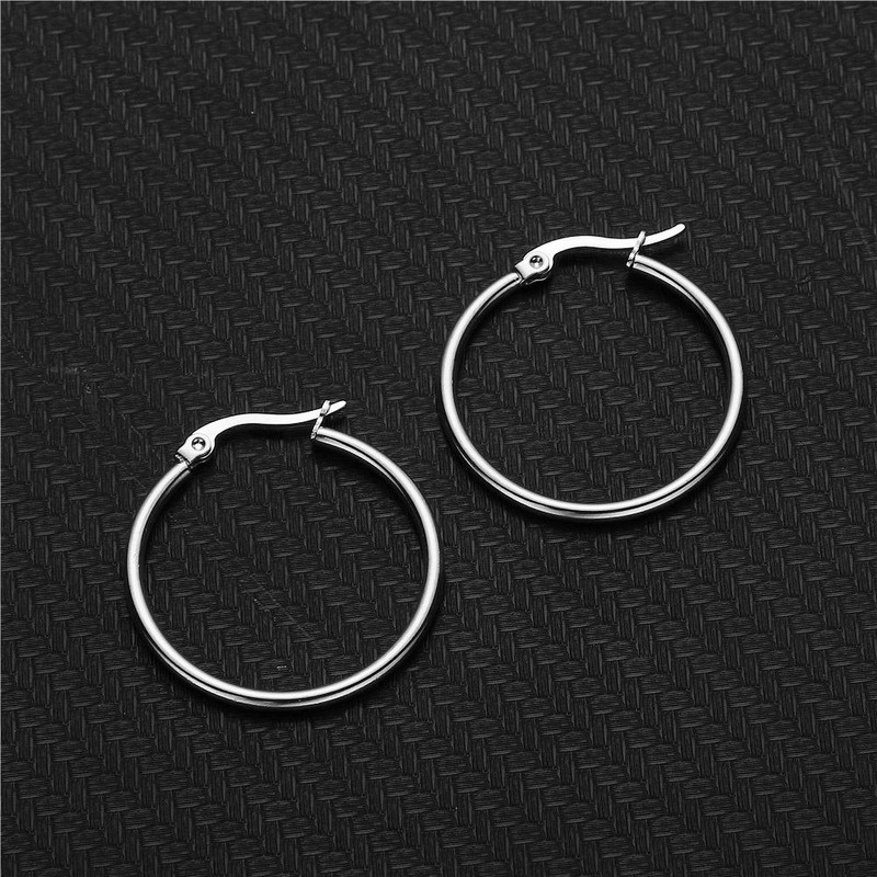 Bông Tai Tròn 10MM-70MM Bằng Thép Không Gỉ Màu Vàng/ Bạc Thời Trang Cho Nam Và Nữ