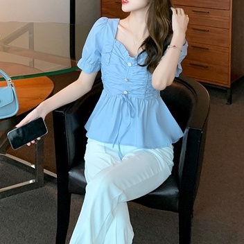 Áo chiffon nữ ZHELIHANGFEI tay ngắn đơn giản thời trang