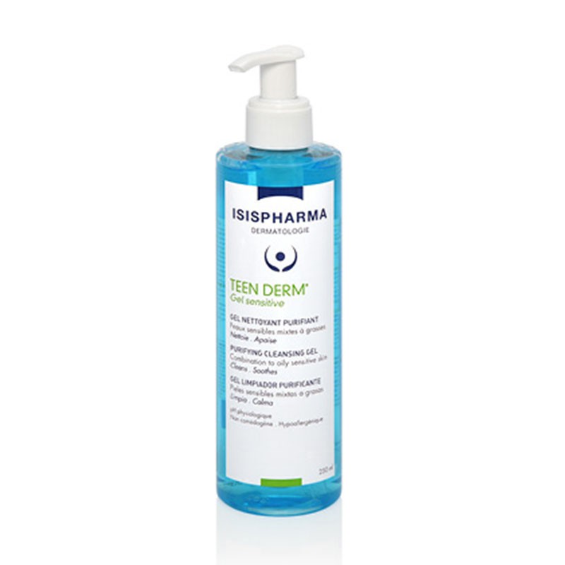 Gel rửa mặt giảm nhờn ngừa mụn cho da nhạy cảm ISIS Pharma Teen Derm Gel Sensitive