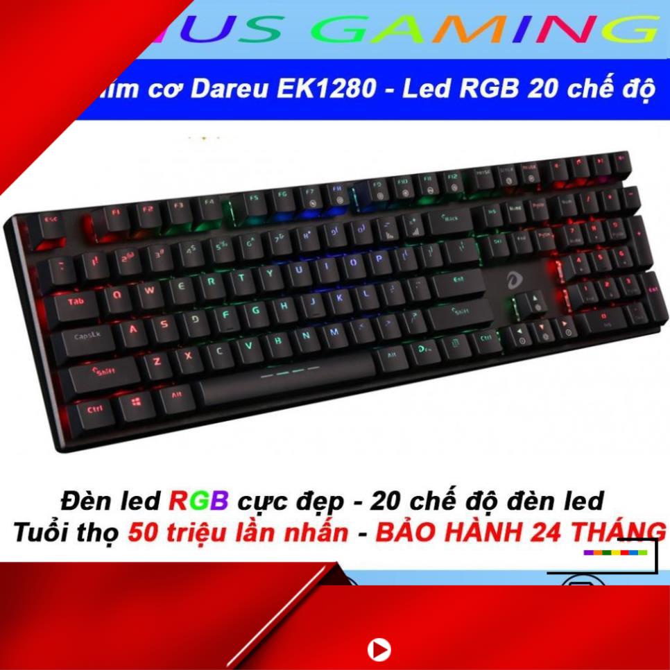 [Giảm giá thần tốc] Bàn phím cơ Gaming Dareu EK1280 - Mã cũ DK1280 - Đèn led RGB 20 chế độ - Bảo hành 24 tháng - Cam kết