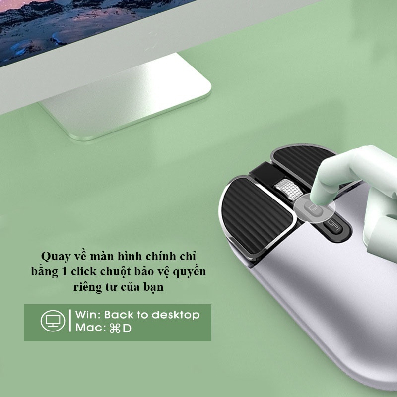 Chuột không dây - Chuột Bluetooth FMOUSE M203 pin sạc siêu mỏng Click chuột slient không tiếng ồn, DPI 1600