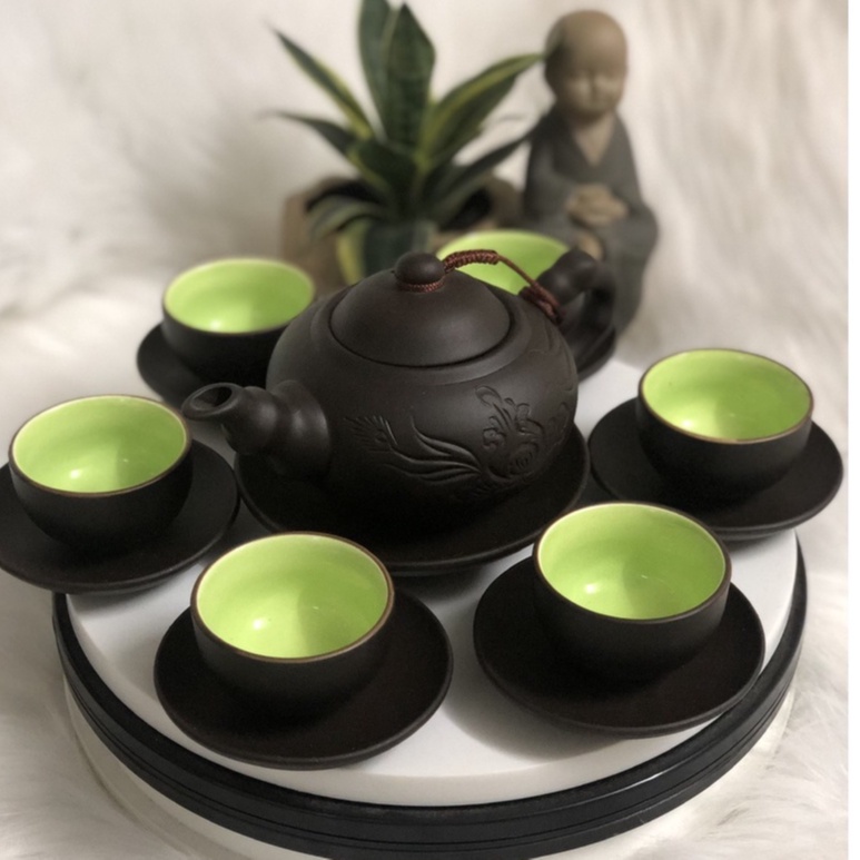 Bộ ấm chén Bát tràng, ấm trà đạo, gốm sứ thủ công, tách pha trà gốm nâu 280ml