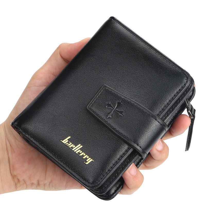 ★ VÍ NGẮN CẦM TAY Baellerry NÚT BẤM KẾT HỢP NGĂN KHOÁ KÉO THỜI TRANG PHONG CÁCH NAM NỮ UNISEX